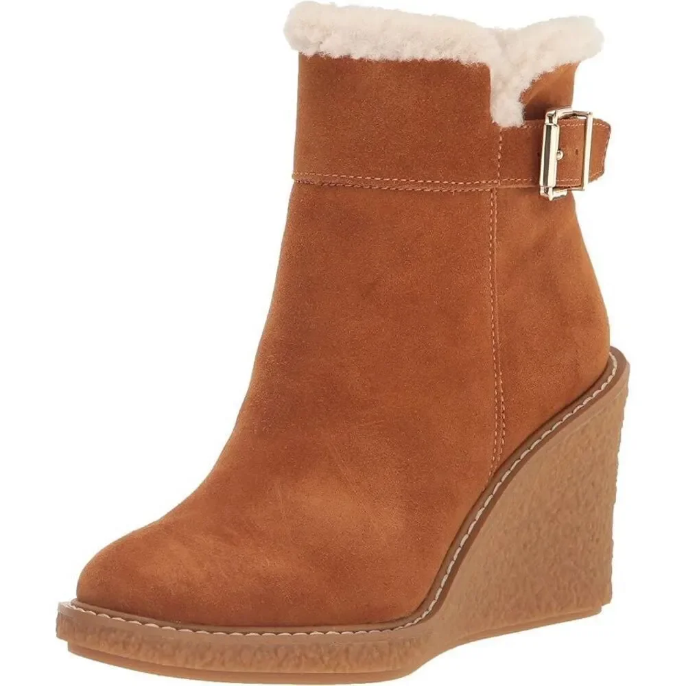Franco Sarto Ulayna Water Resistant Suede Fleece Wedge Bootie NEW